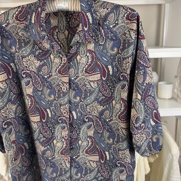 LaChemise women's plus size 2X paisley blue purple button up blouse #2961 - Picture 3 of 5